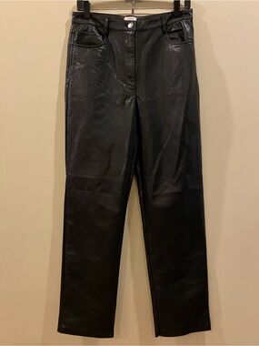 Wilfred Black Faux Leather Straight Jean Pants sz 10 Vietnam